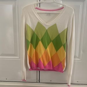 Woman’s Small Tommy Hilfiger Argyle v neck sweater